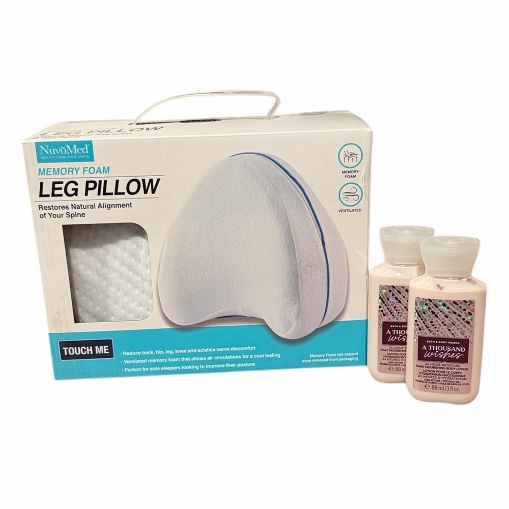 Memory Foam Leg Pillow and Two 3 fl oz Lotions New